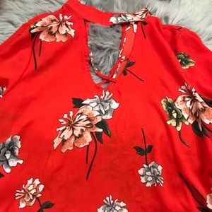 Vibrant orange floral top, XL, Brand Live 4 Truth